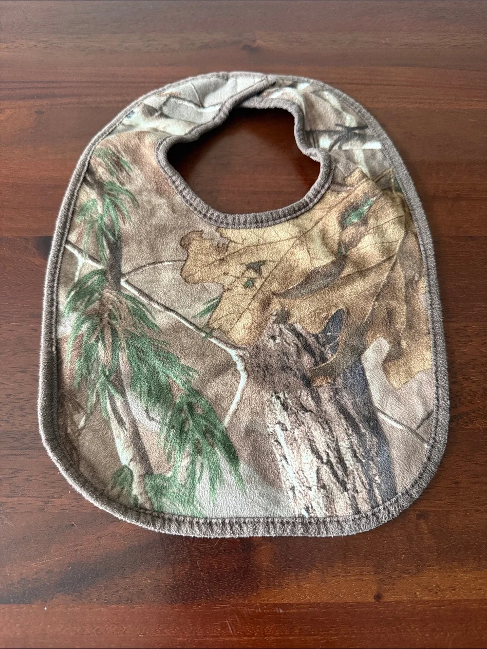 Camouflage Baby Bib in Brown & Green - Soft Feeding Bib
